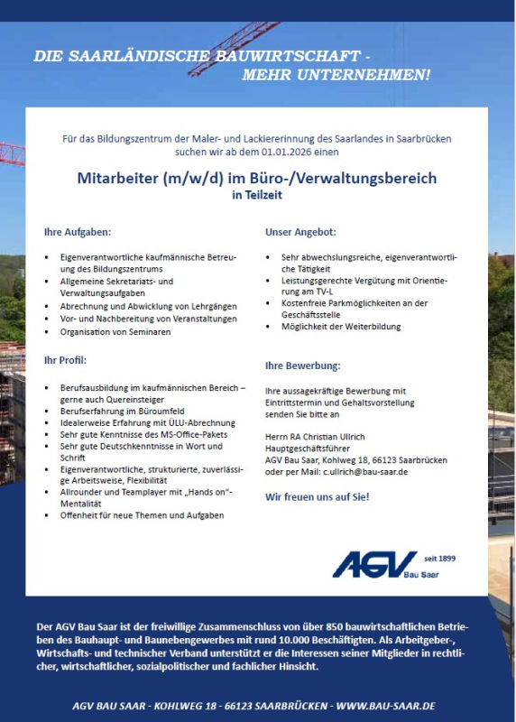 GESUCHT: Mitarbeiter (m/w/d) im Büro-/Verwaltungsbereich in Teilzeit
